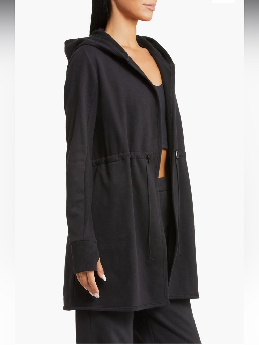 Beyond Yoga On the Go Open Front Hooded
Sweatshirt Jacket Black Size Small - Picture 4 of 16